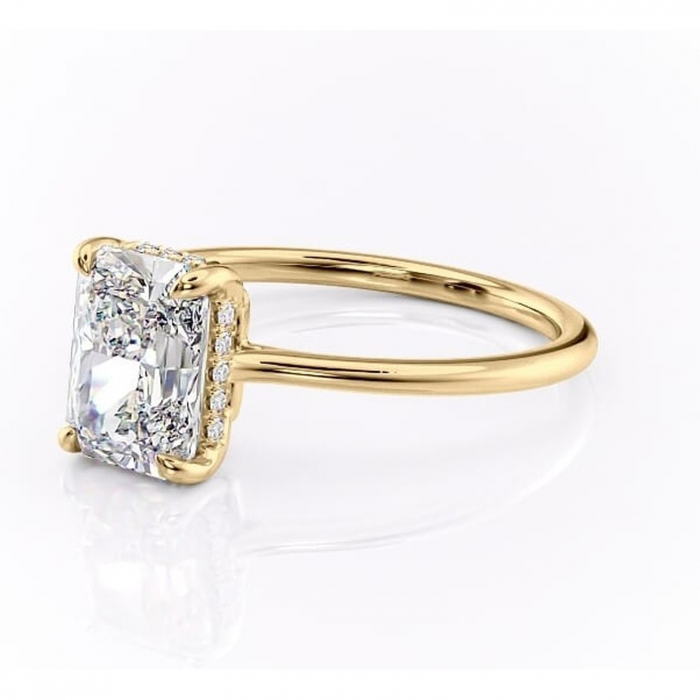 Inel de logodnă Camellia din aur Galben 18kt cu moissanite tăietură radiantă – Solitar rafinată pentru profil jos | Personalizează și configurează gratuit online [7]