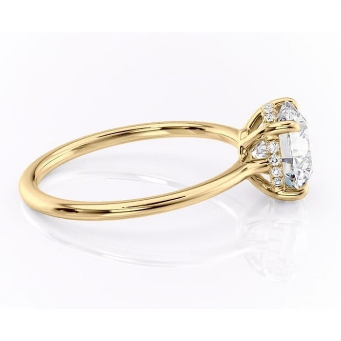 Inel de logodnă Camellia din aur Galben 14kt cu moissanite tăietură rotundă – Solitar rafinată pentru profil jos | Personalizează și configurează gratuit online [2]