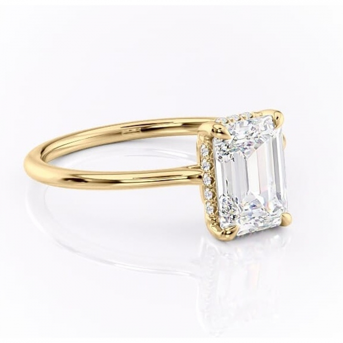 Inel de logodnă Camellia din aur Galben 14kt cu moissanite tăietură smarald – Solitar rafinată pentru profil jos | Personalizează și configurează gratuit online [1]