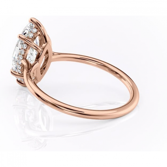 Inel de logodnă Camellia din aur Rose 14kt cu moissanite tăietură marquise – Solitar rafinată pentru profil jos | Personalizează și configurează gratuit online [5]
