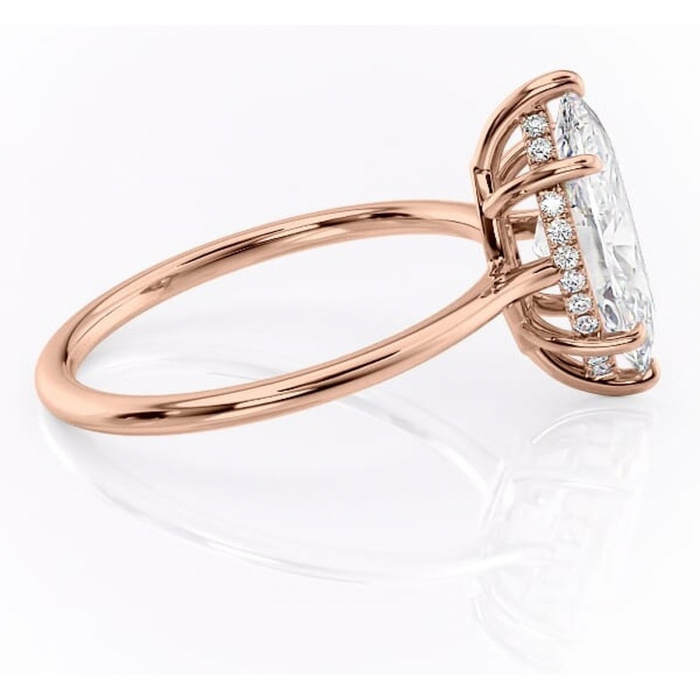 Inel de logodnă Camellia din aur Rose 14kt cu moissanite tăietură marquise – Solitar rafinată pentru profil jos | Personalizează și configurează gratuit online [2]