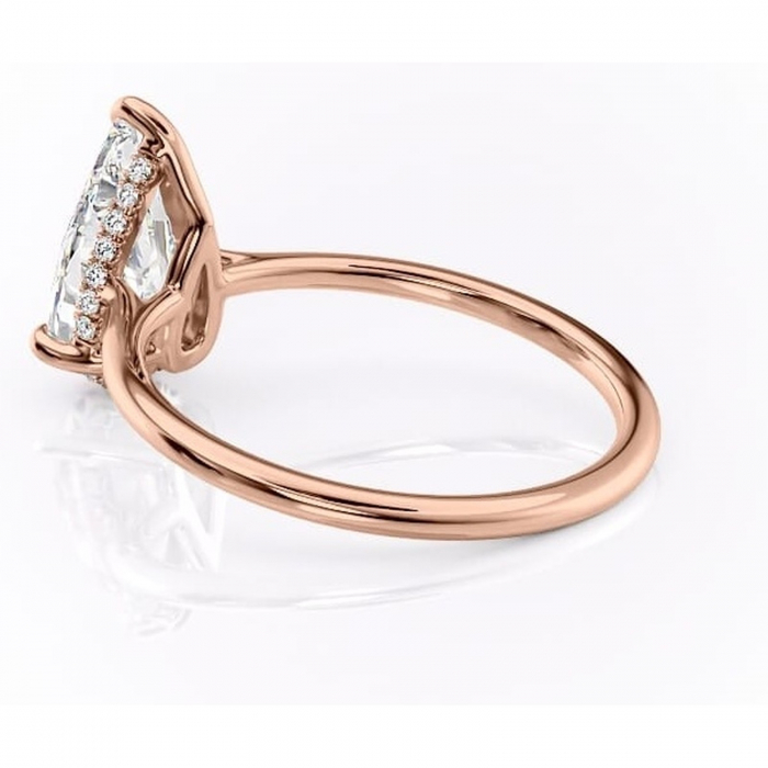 Inel de logodnă Camellia din aur Rose 18kt cu moissanite tăietură pară – Solitar rafinată pentru profil jos | Personalizează și configurează gratuit online [5]