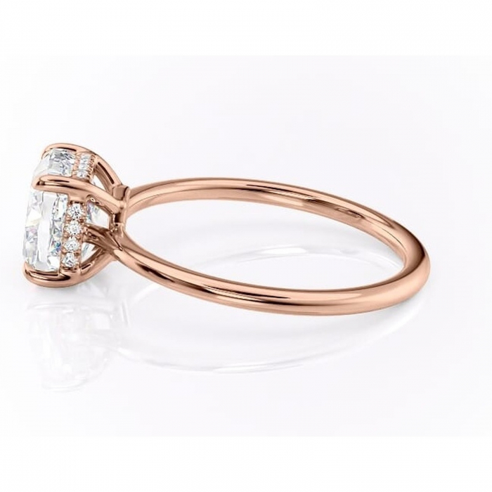 Inel de logodnă Camellia din aur Rose 18kt cu moissanite tăietură pernă – Solitar rafinată pentru profil jos | Personalizează și configurează gratuit online [6]