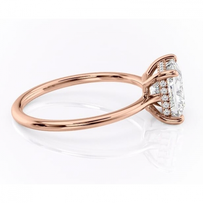 Inel de logodnă Camellia din aur Rose 14kt cu moissanite tăietură princess – Solitar rafinată pentru profil jos | Personalizează și configurează gratuit online [2]