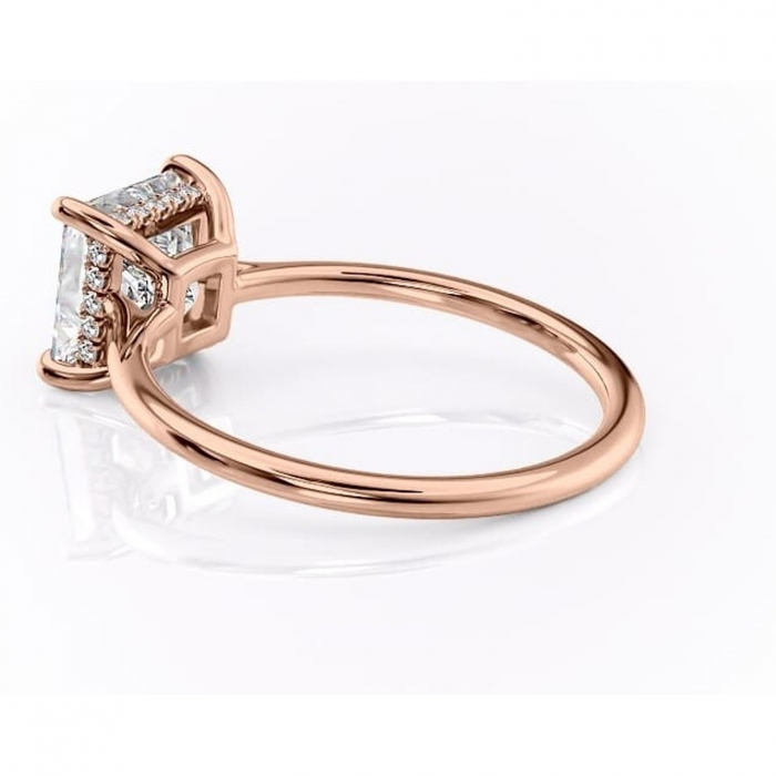 Inel de logodnă Camellia din aur Rose 14kt cu moissanite tăietură princess – Solitar rafinată pentru profil jos | Personalizează și configurează gratuit online [5]