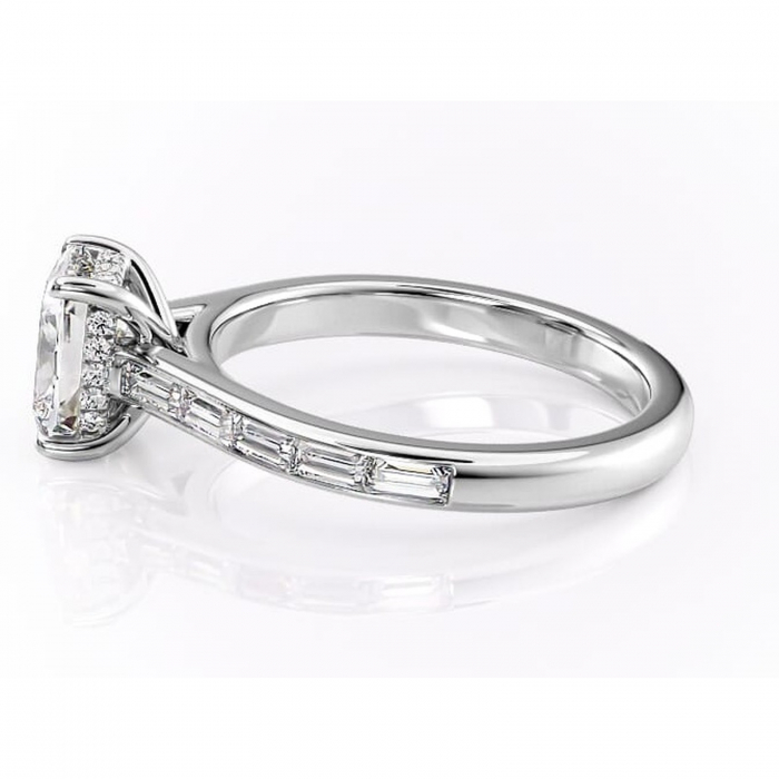 Inel de logodnă Catherine din aur Alb 14kt cu moissanite tăietură asscher – Montură cu canal rafinată pentru profil înalt | Personalizează și configurează gratuit online [6]