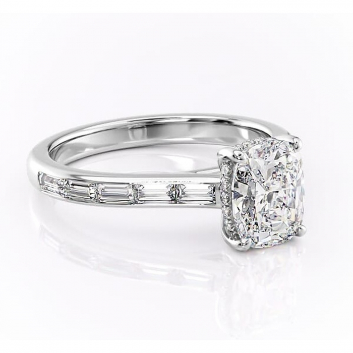 Inel de logodnă Catherine din aur Alb 14kt cu moissanite tăietură asscher – Montură cu canal rafinată pentru profil înalt | Personalizează și configurează gratuit online [1]