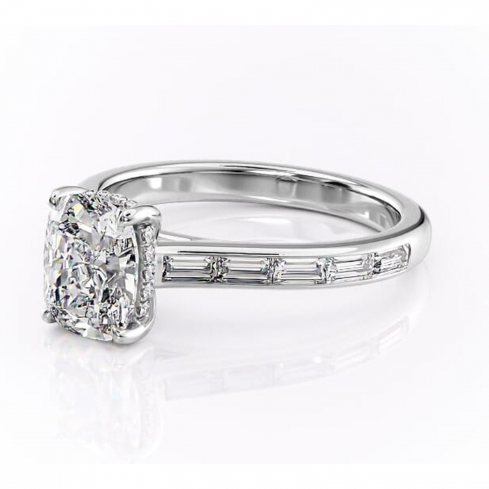 Inel de logodnă Catherine din aur Alb 14kt cu moissanite tăietură asscher – Montură cu canal rafinată pentru profil înalt | Personalizează și configurează gratuit online [7]