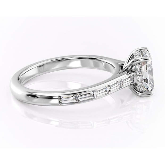 Inel de logodnă Catherine din aur Alb 14kt cu moissanite tăietură asscher – Montură cu canal rafinată pentru profil înalt | Personalizează și configurează gratuit online [2]