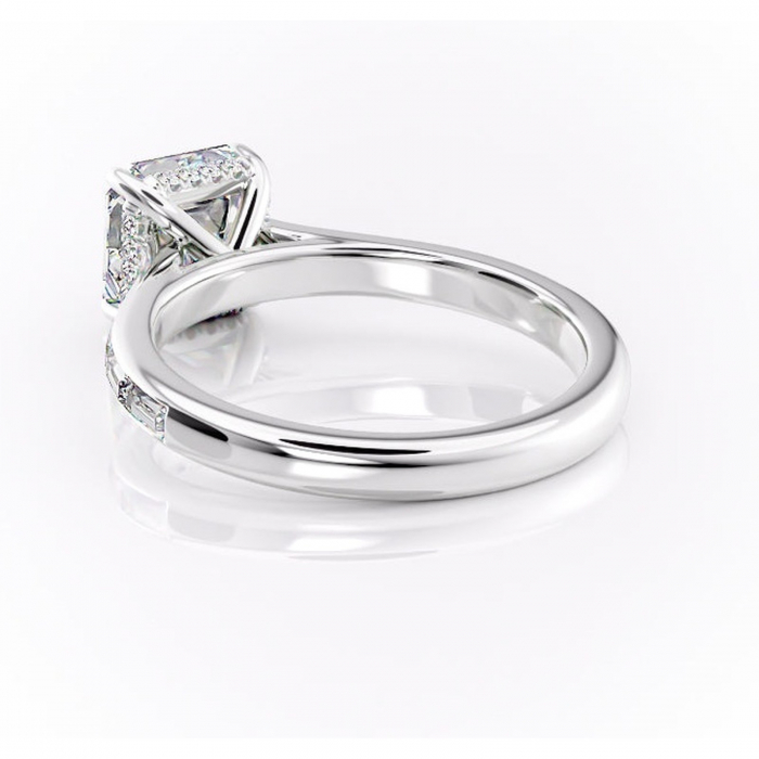 Inel de logodnă Catherine din aur Alb 14kt cu moissanite tăietură asscher – Montură cu canal rafinată pentru profil înalt | Personalizează și configurează gratuit online [4]
