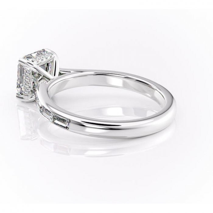 Inel de logodnă Catherine din aur Alb 14kt cu moissanite tăietură asscher – Montură cu canal rafinată pentru profil înalt | Personalizează și configurează gratuit online [5]