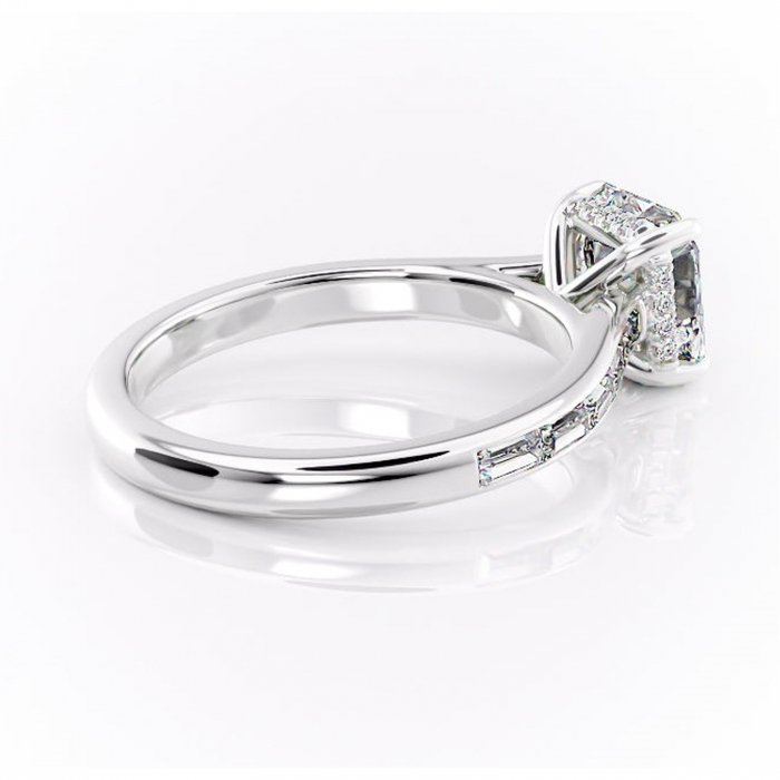 Inel de logodnă Catherine din aur Alb 14kt cu moissanite tăietură asscher – Montură cu canal rafinată pentru profil înalt | Personalizează și configurează gratuit online [3]