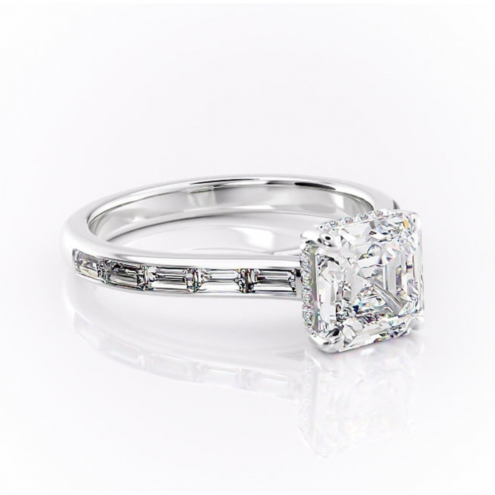Inel de logodnă Catherine din aur Alb 14kt cu moissanite tăietură asscher – Montură cu canal rafinată pentru profil înalt | Personalizează și configurează gratuit online [1]