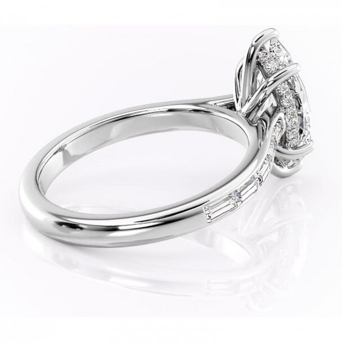 Inel de logodnă Catherine din aur Alb 14kt cu moissanite tăietură marquise – Montură cu canal rafinată pentru profil înalt | Personalizează și configurează gratuit online [3]