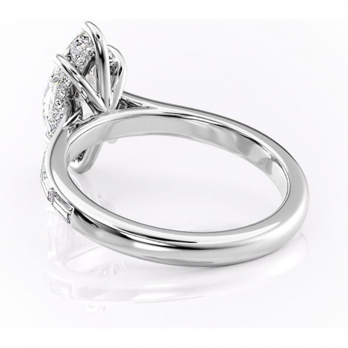 Inel de logodnă Catherine din aur Alb 14kt cu moissanite tăietură marquise – Montură cu canal rafinată pentru profil înalt | Personalizează și configurează gratuit online [4]