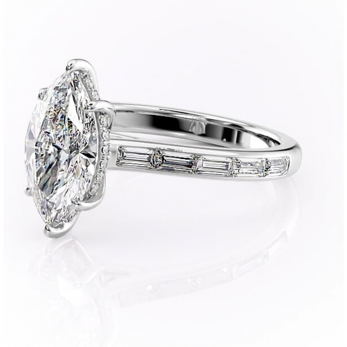 Inel de logodnă Catherine din aur Alb 14kt cu moissanite tăietură marquise – Montură cu canal rafinată pentru profil înalt | Personalizează și configurează gratuit online [7]