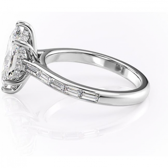 Inel de logodnă Catherine din aur Alb 14kt cu moissanite tăietură marquise – Montură cu canal rafinată pentru profil înalt | Personalizează și configurează gratuit online [6]