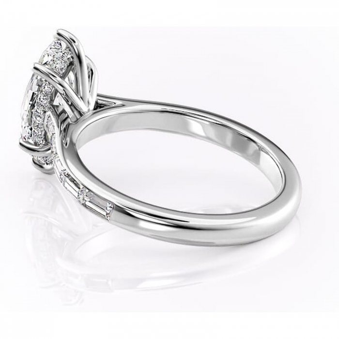 Inel de logodnă Catherine din aur Alb 14kt cu moissanite tăietură marquise – Montură cu canal rafinată pentru profil înalt | Personalizează și configurează gratuit online [5]