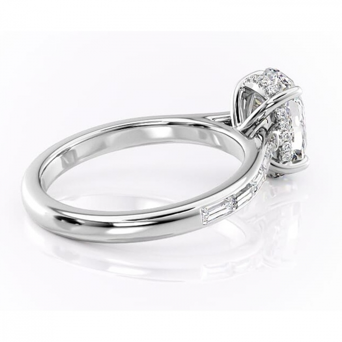 Inel de logodnă Catherine din aur Alb 14kt cu moissanite tăietură ovală – Montură cu canal rafinată pentru profil înalt | Personalizează și configurează gratuit online [3]