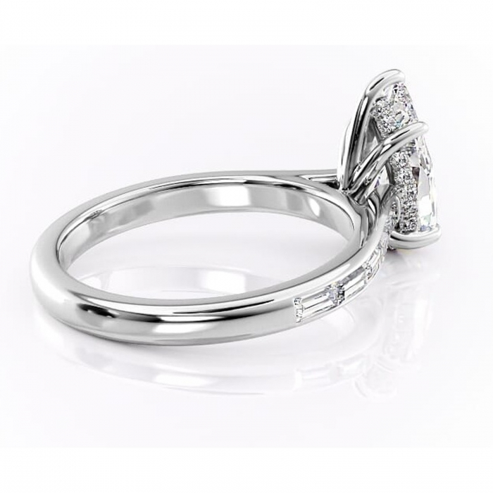 Inel de logodnă Catherine din aur Alb 14kt cu moissanite tăietură pară – Montură cu canal rafinată pentru profil înalt | Personalizează și configurează gratuit online [3]