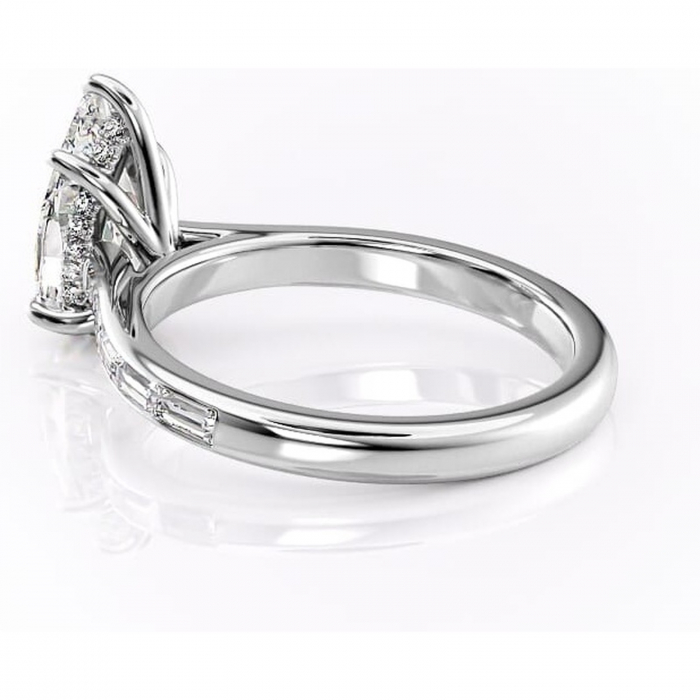 Inel de logodnă Catherine din aur Alb 14kt cu moissanite tăietură pară – Montură cu canal rafinată pentru profil înalt | Personalizează și configurează gratuit online [5]