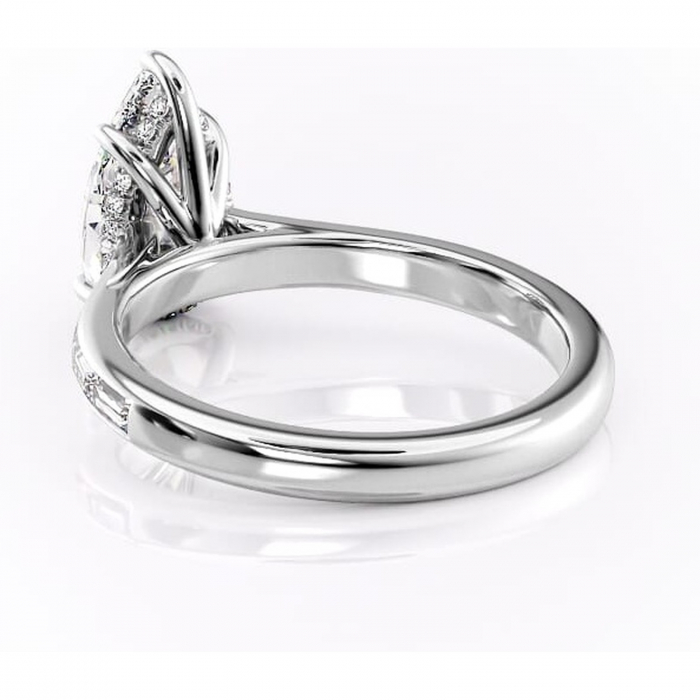 Inel de logodnă Catherine din aur Alb 14kt cu moissanite tăietură pară – Montură cu canal rafinată pentru profil înalt | Personalizează și configurează gratuit online [4]