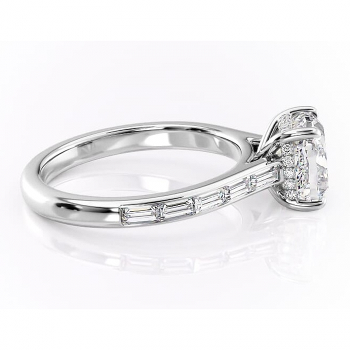 Inel de logodnă Catherine din aur Alb 14kt cu moissanite tăietură pernă – Montură cu canal rafinată pentru profil înalt | Personalizează și configurează gratuit online [2]