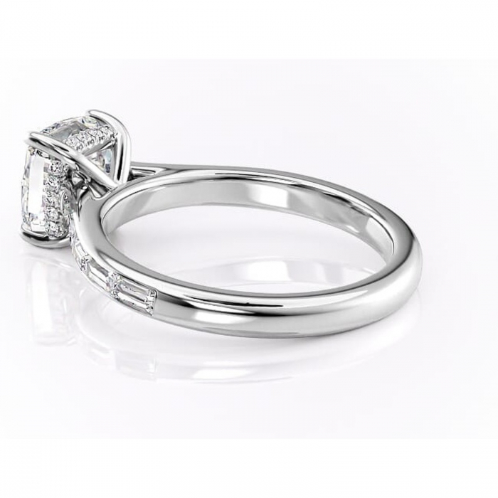 Inel de logodnă Catherine din aur Alb 14kt cu moissanite tăietură pernă – Montură cu canal rafinată pentru profil înalt | Personalizează și configurează gratuit online [5]