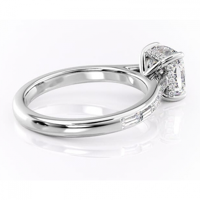 Inel de logodnă Catherine din aur Alb 14kt cu moissanite tăietură pernă – Montură cu canal rafinată pentru profil înalt | Personalizează și configurează gratuit online [3]