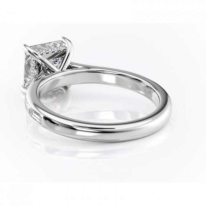 Inel de logodnă Catherine din aur Alb 14kt cu moissanite tăietură princess – Montură cu canal rafinată pentru profil înalt | Personalizează și configurează gratuit online [4]