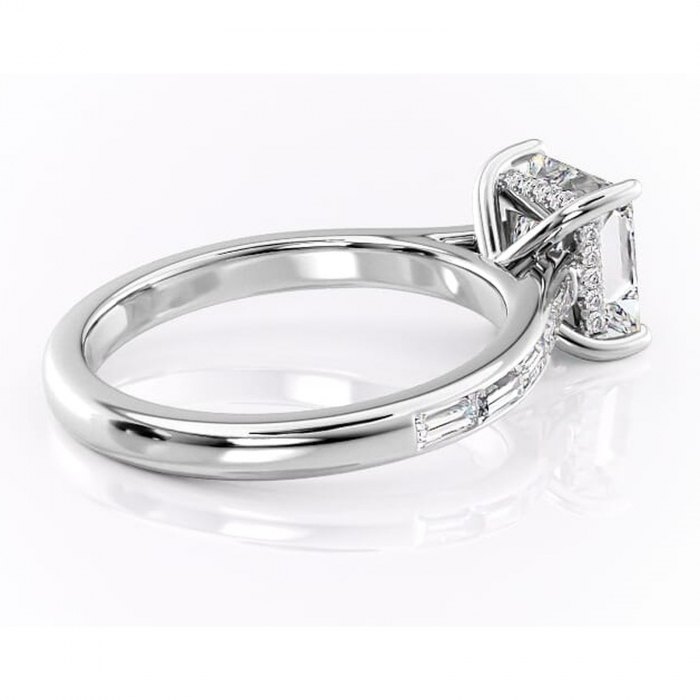Inel de logodnă Catherine din aur Alb 14kt cu moissanite tăietură princess – Montură cu canal rafinată pentru profil înalt | Personalizează și configurează gratuit online [3]
