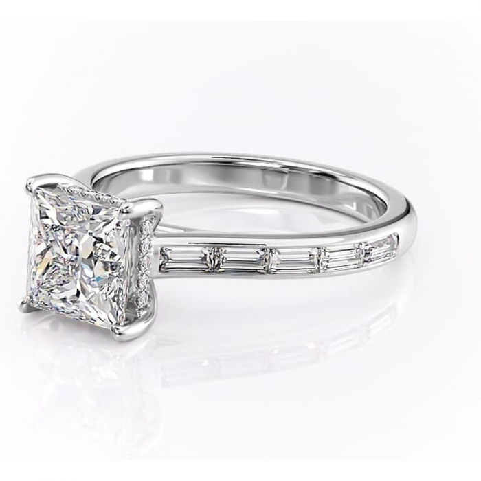 Inel de logodnă Catherine din aur Alb 14kt cu moissanite tăietură princess – Montură cu canal rafinată pentru profil înalt | Personalizează și configurează gratuit online [7]