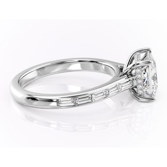 Inel de logodnă Catherine din aur Alb 14kt cu moissanite tăietură princess – Montură cu canal rafinată pentru profil înalt | Personalizează și configurează gratuit online [2]