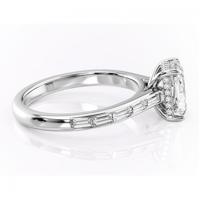 Inel de logodnă Catherine din aur Alb 18kt cu moissanite tăietură radiantă – Montură cu canal rafinată pentru profil înalt | Personalizează și configurează gratuit online [2]