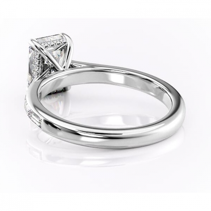 Inel de logodnă Catherine din aur Alb 18kt cu moissanite tăietură radiantă – Montură cu canal rafinată pentru profil înalt | Personalizează și configurează gratuit online [4]