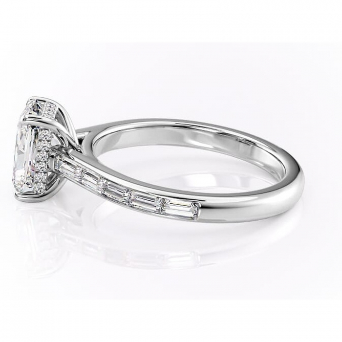 Inel de logodnă Catherine din aur Alb 18kt cu moissanite tăietură radiantă – Montură cu canal rafinată pentru profil înalt | Personalizează și configurează gratuit online [6]