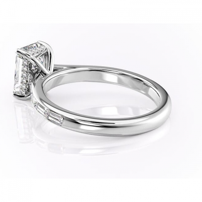 Inel de logodnă Catherine din aur Alb 18kt cu moissanite tăietură radiantă – Montură cu canal rafinată pentru profil înalt | Personalizează și configurează gratuit online [5]