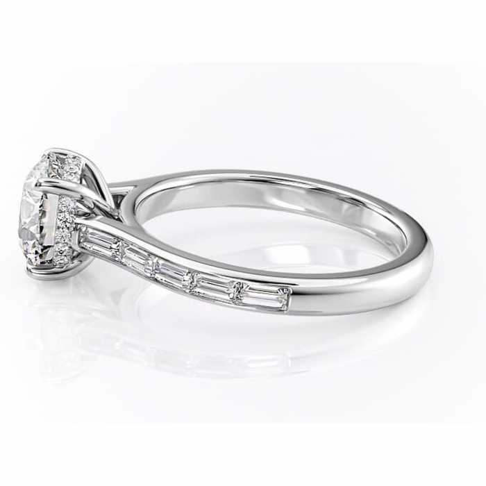 Inel de logodnă Catherine din aur Alb 14kt cu moissanite tăietură rotundă – Montură cu canal rafinată pentru profil înalt | Personalizează și configurează gratuit online [6]