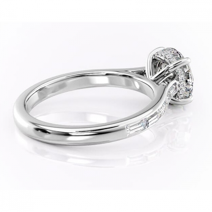 Inel de logodnă Catherine din aur Alb 14kt cu moissanite tăietură rotundă – Montură cu canal rafinată pentru profil înalt | Personalizează și configurează gratuit online [3]