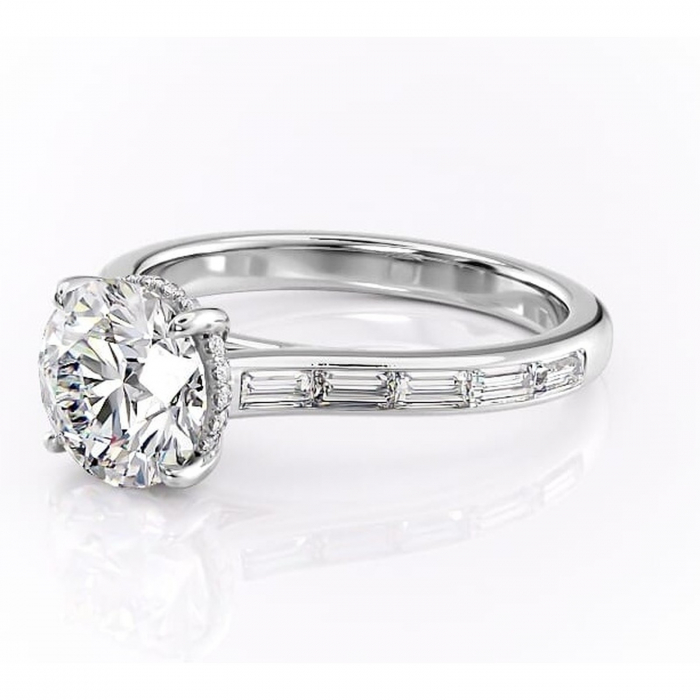 Inel de logodnă Catherine din aur Alb 14kt cu moissanite tăietură rotundă – Montură cu canal rafinată pentru profil înalt | Personalizează și configurează gratuit online [7]