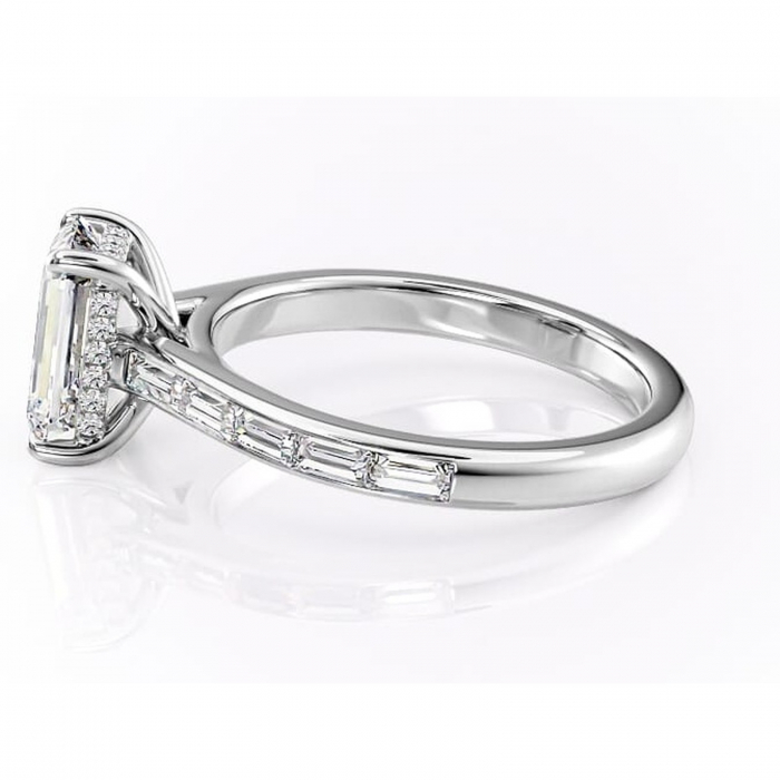 Inel de logodnă Catherine din aur Alb 14kt cu moissanite tăietură smarald – Montură cu canal rafinată pentru profil înalt | Personalizează și configurează gratuit online [6]