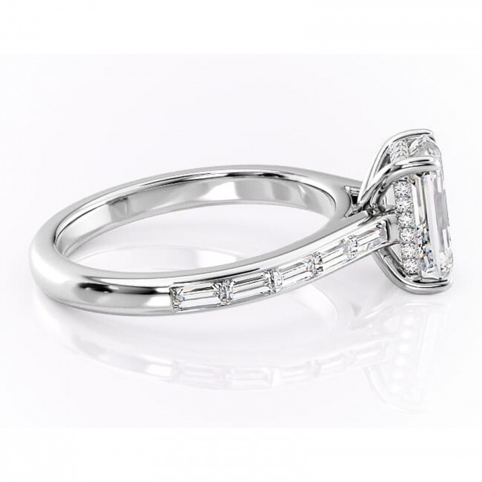 Inel de logodnă Catherine din aur Alb 14kt cu moissanite tăietură smarald – Montură cu canal rafinată pentru profil înalt | Personalizează și configurează gratuit online [2]