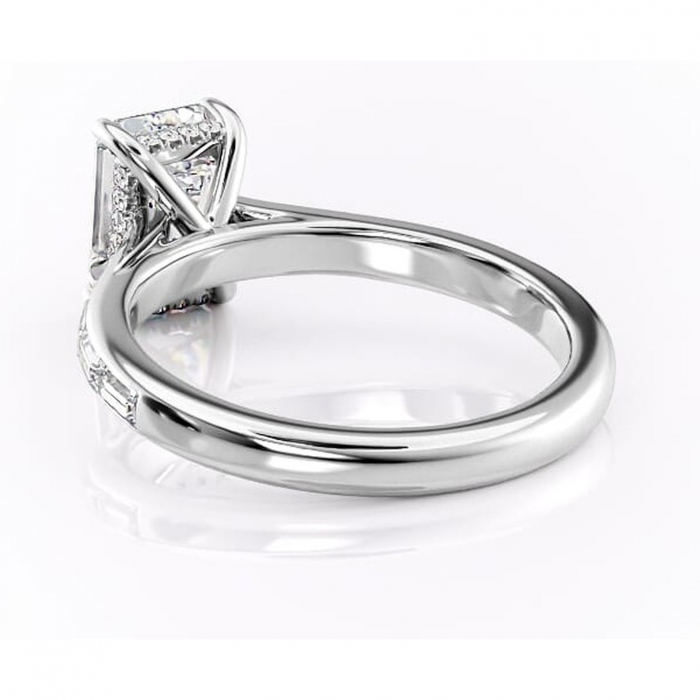 Inel de logodnă Catherine din aur Alb 14kt cu moissanite tăietură smarald – Montură cu canal rafinată pentru profil înalt | Personalizează și configurează gratuit online [4]