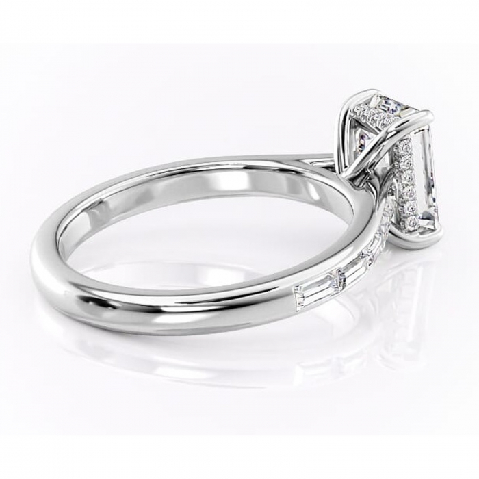 Inel de logodnă Catherine din aur Alb 14kt cu moissanite tăietură smarald – Montură cu canal rafinată pentru profil înalt | Personalizează și configurează gratuit online [3]