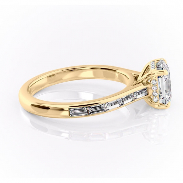 Inel de logodnă Catherine din aur Galben 18kt cu moissanite tăietură asscher – Montură cu canal rafinată pentru profil înalt | Personalizează și configurează gratuit online [2]
