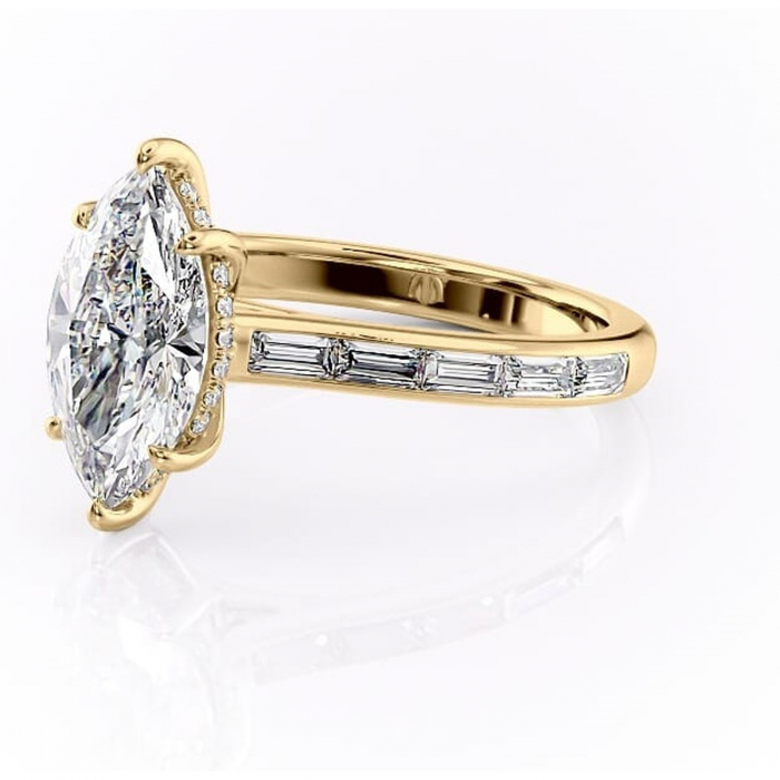 Inel de logodnă Catherine din aur Galben 14kt cu moissanite tăietură marquise – Montură cu canal rafinată pentru profil înalt | Personalizează și configurează gratuit online [7]
