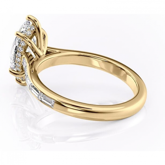Inel de logodnă Catherine din aur Galben 14kt cu moissanite tăietură marquise – Montură cu canal rafinată pentru profil înalt | Personalizează și configurează gratuit online [5]