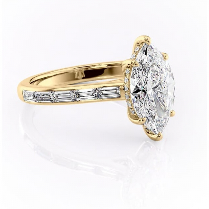 Inel de logodnă Catherine din aur Galben 14kt cu moissanite tăietură marquise – Montură cu canal rafinată pentru profil înalt | Personalizează și configurează gratuit online [1]