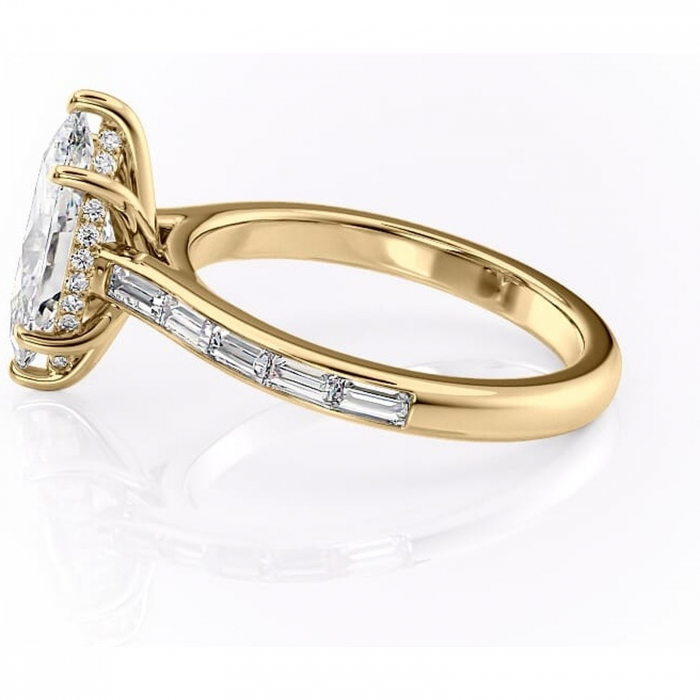 Inel de logodnă Catherine din aur Galben 14kt cu moissanite tăietură marquise – Montură cu canal rafinată pentru profil înalt | Personalizează și configurează gratuit online [6]