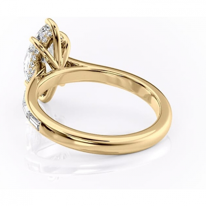 Inel de logodnă Catherine din aur Galben 14kt cu moissanite tăietură marquise – Montură cu canal rafinată pentru profil înalt | Personalizează și configurează gratuit online [4]